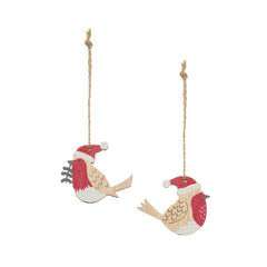 8 Piece Wooden Robin Hanging Decoration