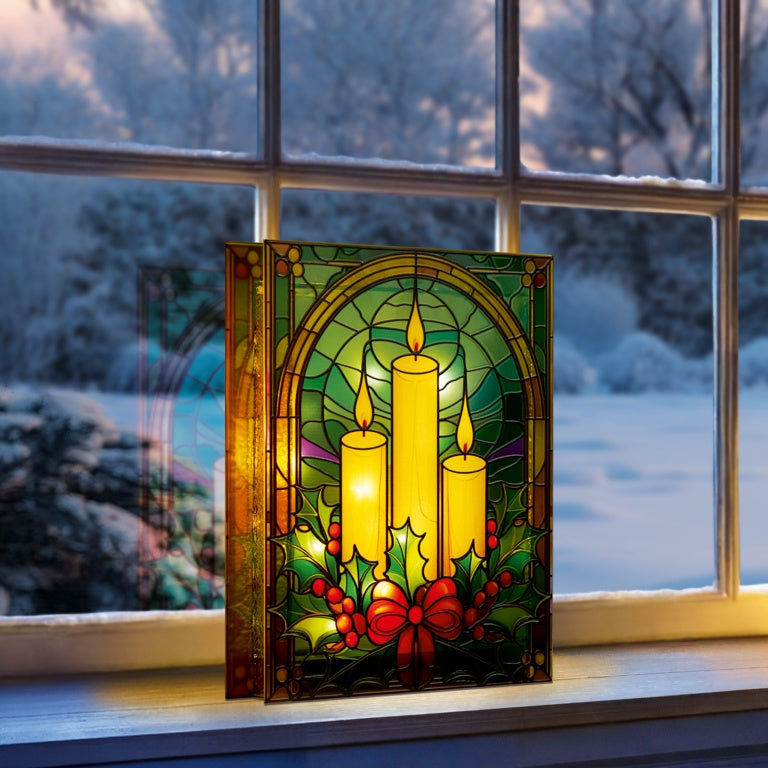 Battery Operated Lit Glass Candles Table Top 50 Warm White LEDs