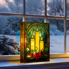 Battery Operated Lit Glass Candles Table Top 50 Warm White LEDs