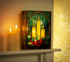 Battery Operated Lit Glass Candles Table Top 50 Warm White LEDs
