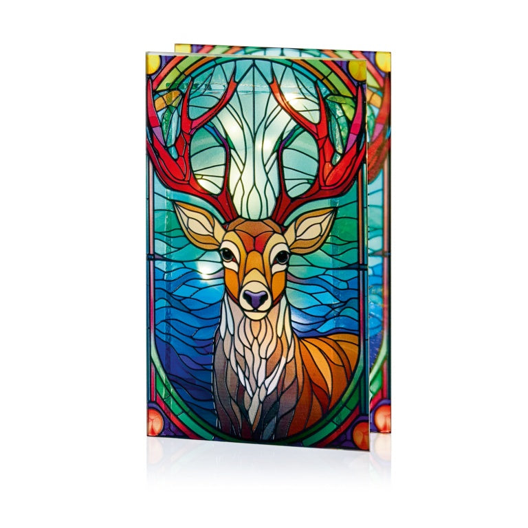 Battery Operated Lit Stag Glass Table Top 50 Warm White LEDs