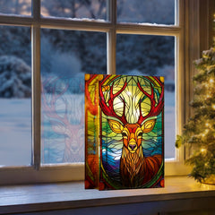 Battery Operated Lit Stag Glass Table Top 50 Warm White LEDs