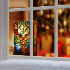 Battery Operated Lit Stag Glass Table Top 50 Warm White LEDs