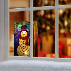 Battery Operated Lit Snowman Glass Table Top 50 Warm White LEDs
