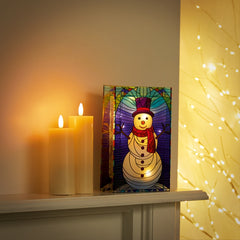 Battery Operated Lit Snowman Glass Table Top 50 Warm White LEDs