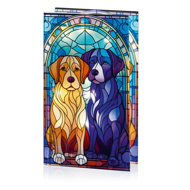 Battery Operated Lit Golden Retriever Glass Table Top 50 Warm White LEDs