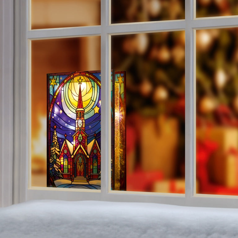 Battery Operated Lit Church Street Glass Table Top 50 Warm White LEDs