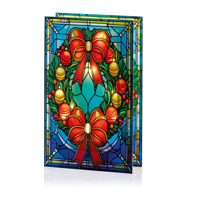 Battery Operated Lit Wreath Glass Table Top 50 Warm White LEDs