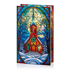 Battery Operated Lit Village Church Glass Table Top 50 Warm White LEDs