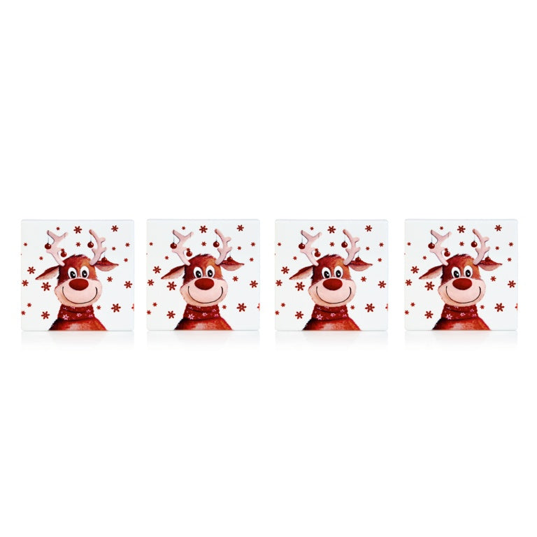 4 Piece Ceramic Reindeer Coasters