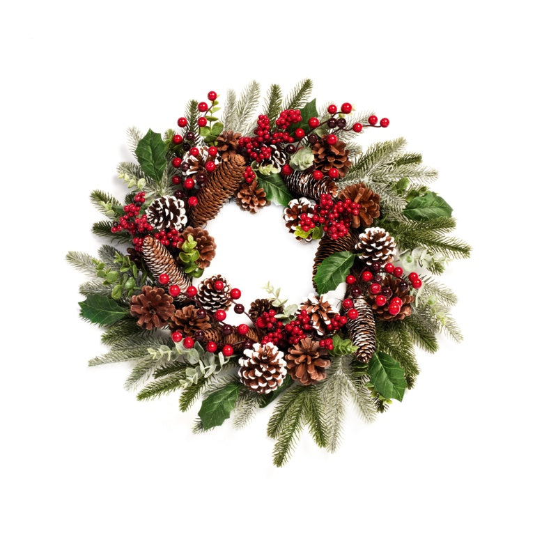 Berry & Cone Wreath With Bay Leaves