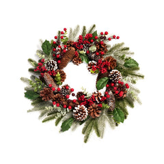 Berry & Cone Wreath With Bay Leaves