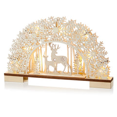 Battery Operated Lit Snowflake Bridge With Deer Scene