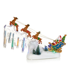 Battery Operated Lit Icy Santa Sleigh With 3 Reindeer