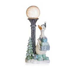 Battery Operated Lit Duck With Presents & Snowball Lantern