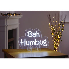 Bah Humbug Hanging Lit Neon Sign