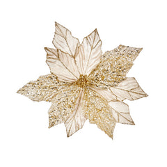 Champagne Gold Glitter Poinsettia Clip On