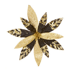 Black Poinsettia With Glitter & Gold Sequins