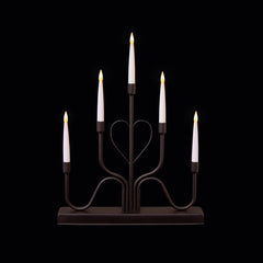 5 LED Black Metal Modern Heart Candle Bridge