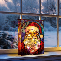 Battery Operated Lit Glass Santa Table Top 50 Warm White LEDs