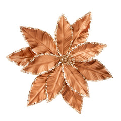 Brown Metallic Poinsettia Clip On
