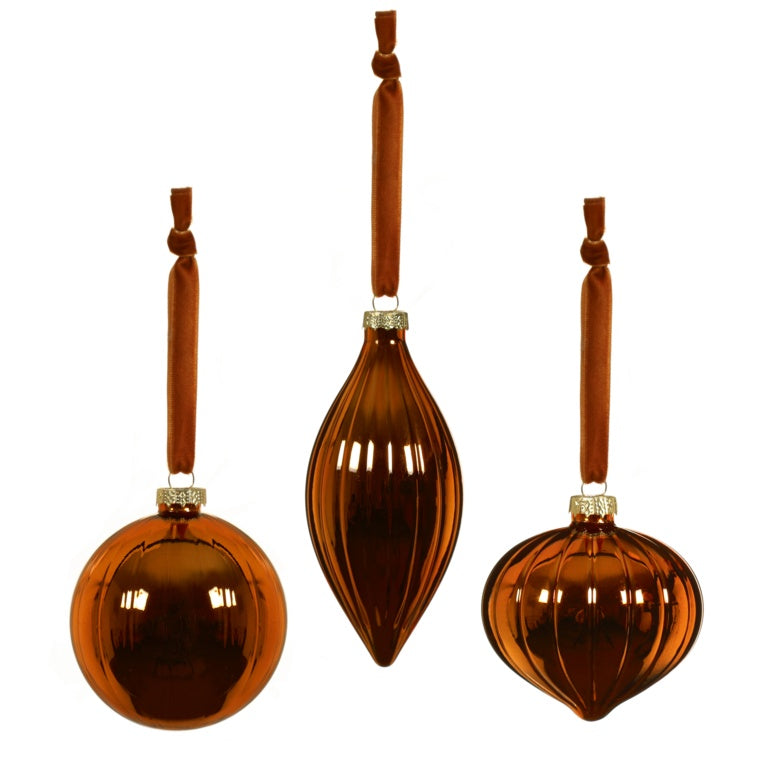 Caramel Ribbed Glass Ball, Drop or Onion