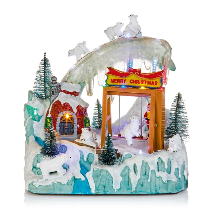 Battery Operated Lit Animated Polar Bear Village