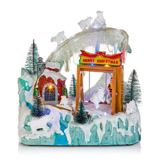 Battery Operated Lit Animated Polar Bear Village