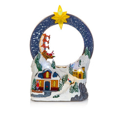 Battery Operated Lit Village With Looping Santa Sleigh