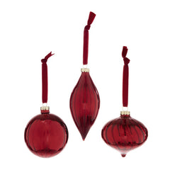 Burgundy Ribbed Glass Ball, Drop or Onion