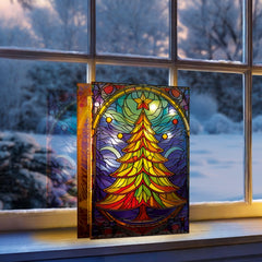Battery Operated Lit Glass Tree Table Top 50 Warm White LEDs