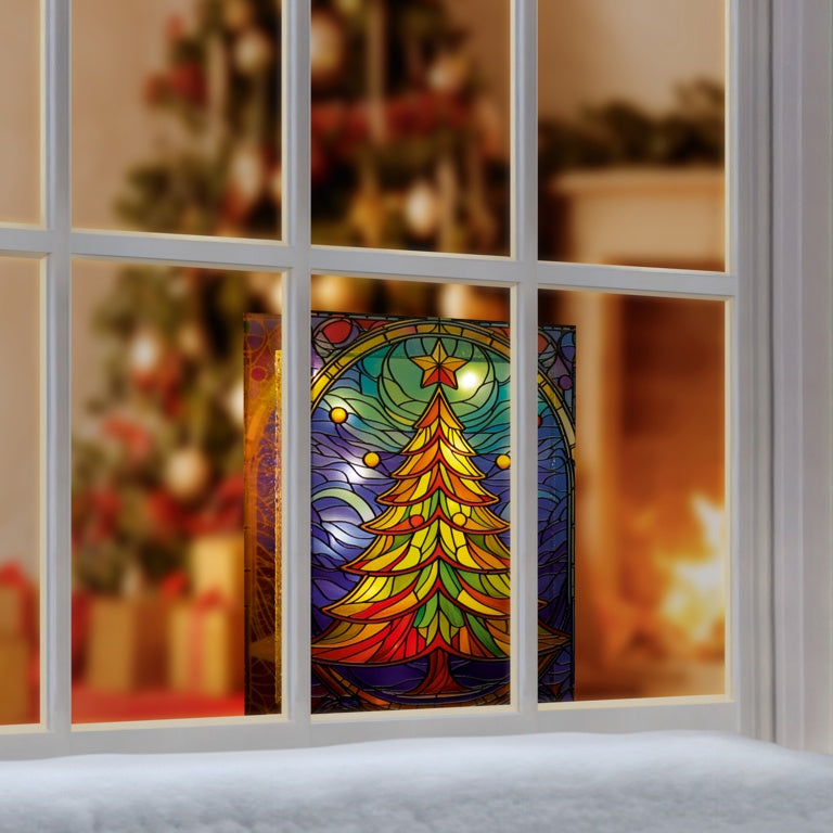 Battery Operated Lit Glass Tree Table Top 50 Warm White LEDs