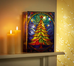 Battery Operated Lit Glass Tree Table Top 50 Warm White LEDs