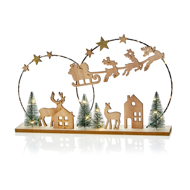 Battery Operated Lit Metal Ring Xmas Scene
