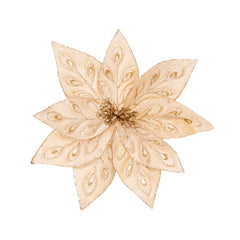 Champagne Gold Peacock Jewelled Poinsettia Clip On