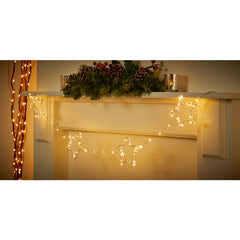 8 Piece Battery Operated Lit Star Lit String 136 Warm White LEDs