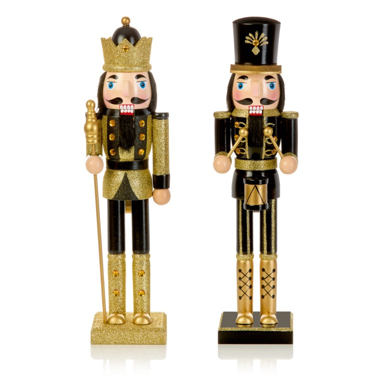 Black & Gold Nutcracker With Glitter