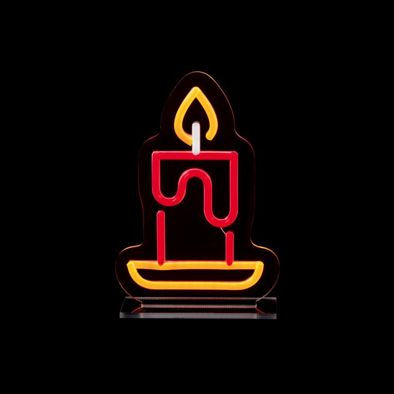 Candle Design Table Top Lit Neon Sign