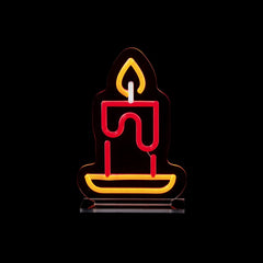 Candle Design Table Top Lit Neon Sign