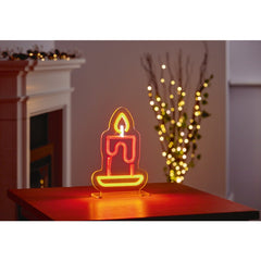 Candle Design Table Top Lit Neon Sign