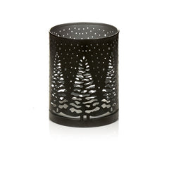 Black & Silver Metal Tree Scene Tea Light Holder