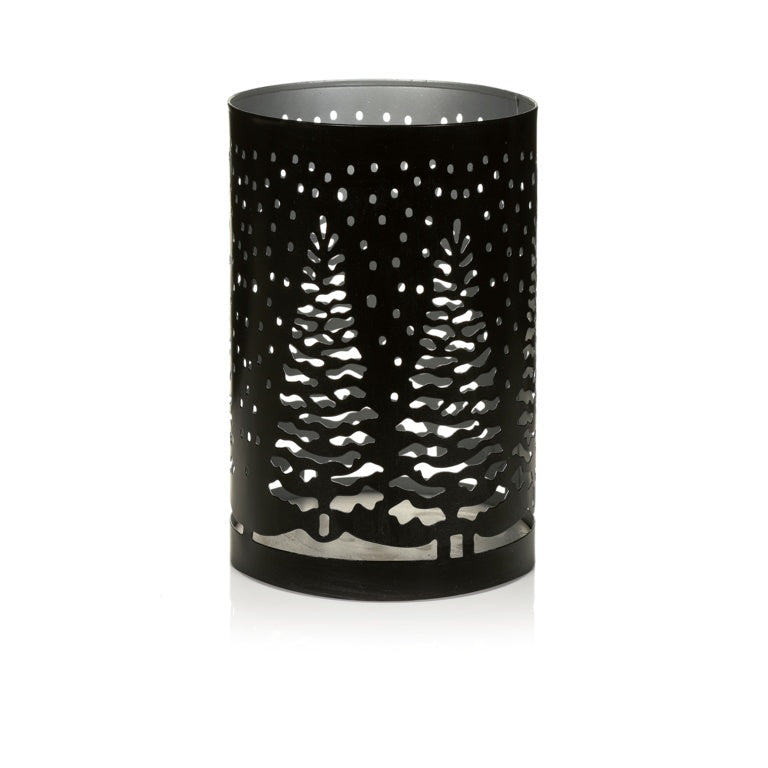 Black & Silver Metal Tree Scene Tea Light Holder