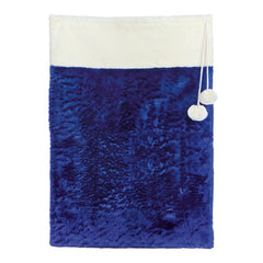 Blue Sack With White Faux Fur Trim & Pom Poms