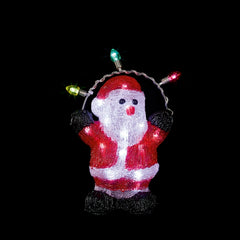 Battery Operated Acrylic Santa With 20 LEDs & Timer