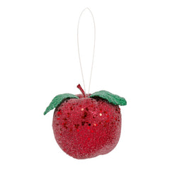 Burgundy Glitter Apple Hanging Decoration
