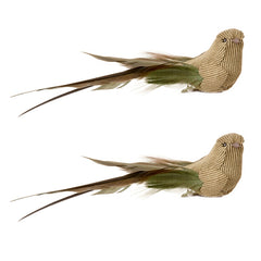 2 Piece Dark Green Corduroy Bird On Clip