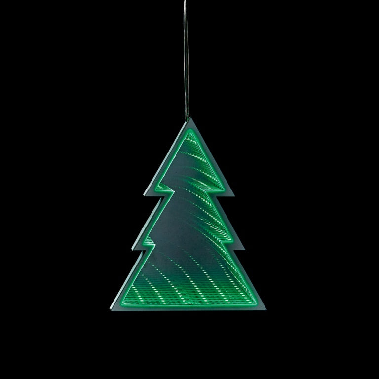 Battery Operated Lit Tree Mirror With Green LEDs