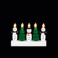 5 LED Battery Operated Snowman & Trees Candle Bridge