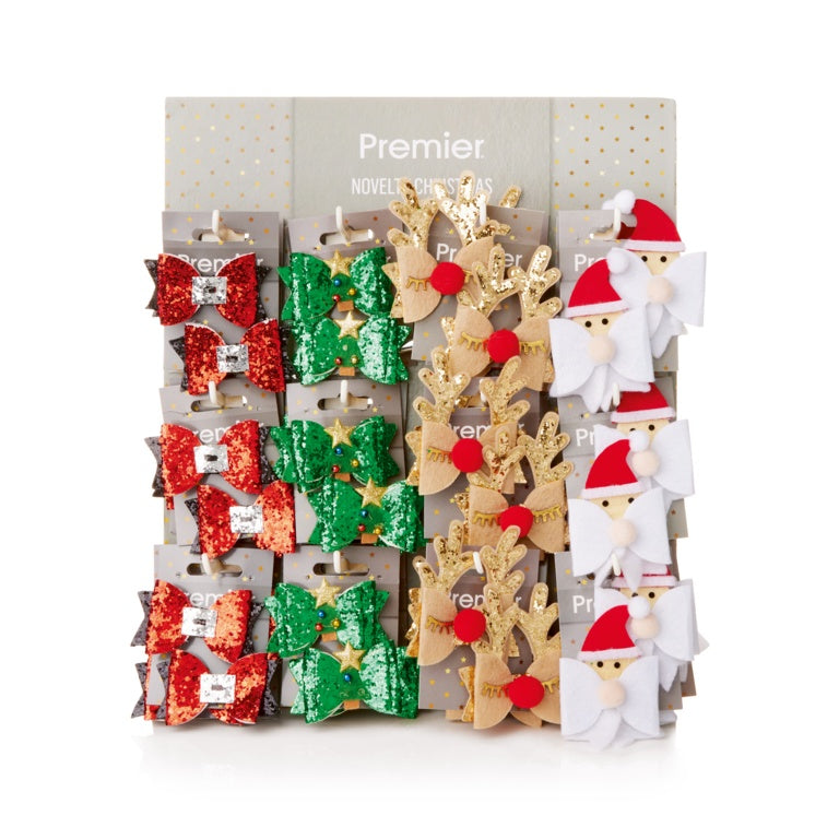 2 Piece Christmas Bow Clips