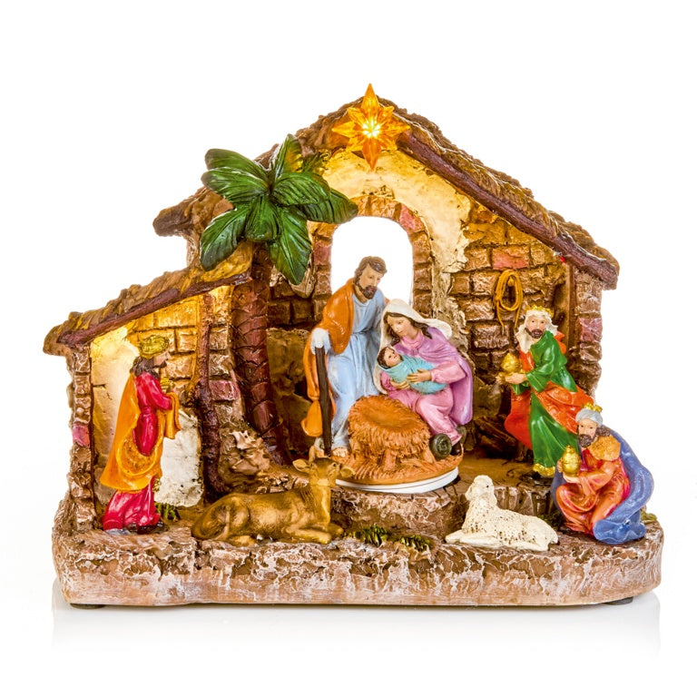 Battery Operated Lit Animated Nativity Stable Scene